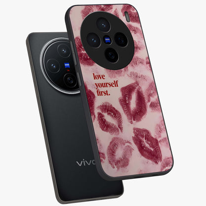 Crimson Kiss Love Glass Case displayed in angled mockup highlighting bold love inspired design with modern aesthetic style.