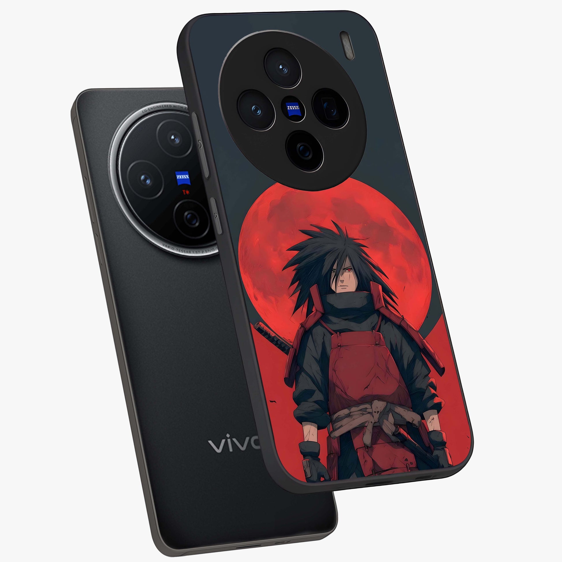 Crimson Moon Warlord Glass Case displayed in angled mockup highlighting dramatic crimson moon design with fantasy aesthetic.