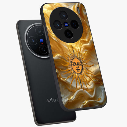Eternal Golden Glow Glass Case displayed in angled mockup highlighting glowing golden aesthetic design with elegant style.