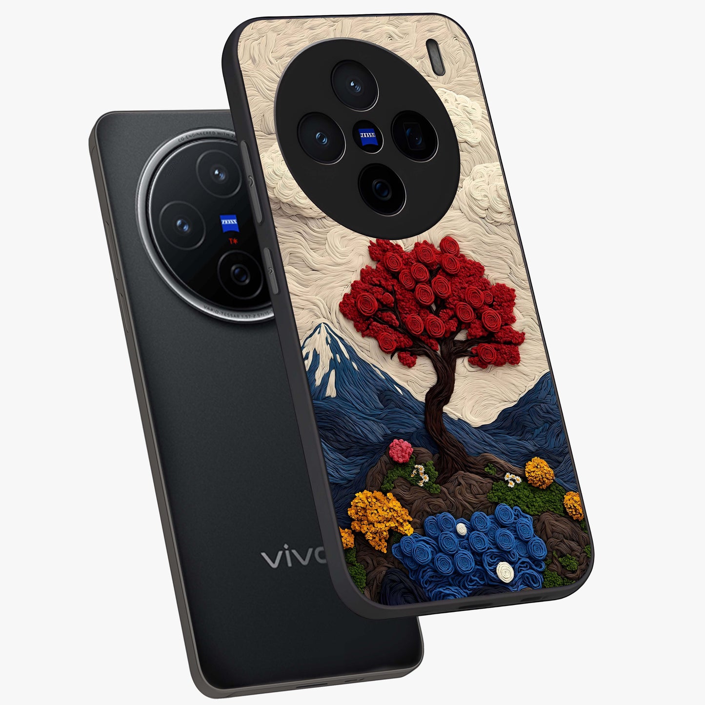 Eternal Nature Tapestry Glass Case displayed in angled mockup highlighting detailed botanical pattern with artistic aesthetic.