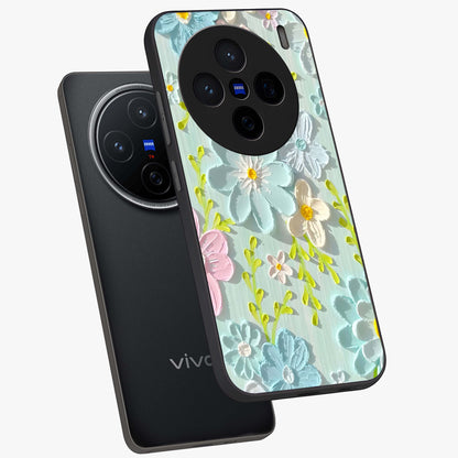 Frosted Petal Garden Glass Case displayed in angled mockup highlighting delicate flower petal design with calm garden aesthetic.