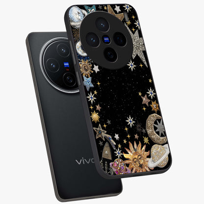 Galactic Jewel Stars Glass Case displayed in angled mockup highlighting shining celestial star design with cosmic aesthetic style.
