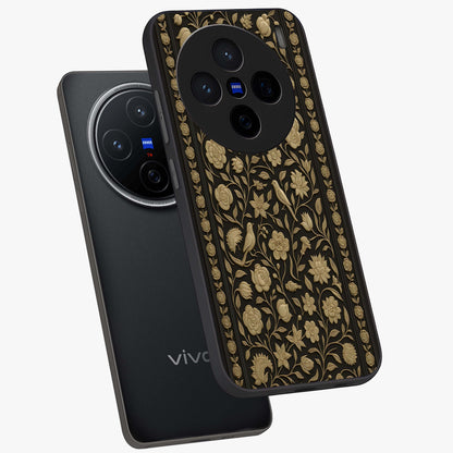 Golden Evil Eye Mandala Glass Case displayed in angled mockup highlighting protective evil eye symbol with golden mandala design.