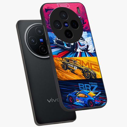 JDM Sports Car Glass Case displayed in angled mockup highlighting sleek Japanese racing car design with automotive aesthetic.