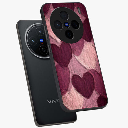 Layered Paper Hearts Glass Case displayed in angled mockup highlighting creative paper craft heart design with romantic aesthetic.