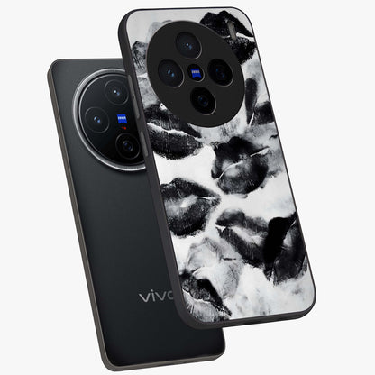 Midnight Kiss Marks Glass Case displayed in angled mockup highlighting playful romantic design with bold midnight aesthetic.