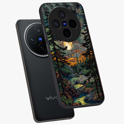 Moonlight Forest Dream Glass Case displayed in angled mockup highlighting dreamy forest design with glowing moon aesthetic.