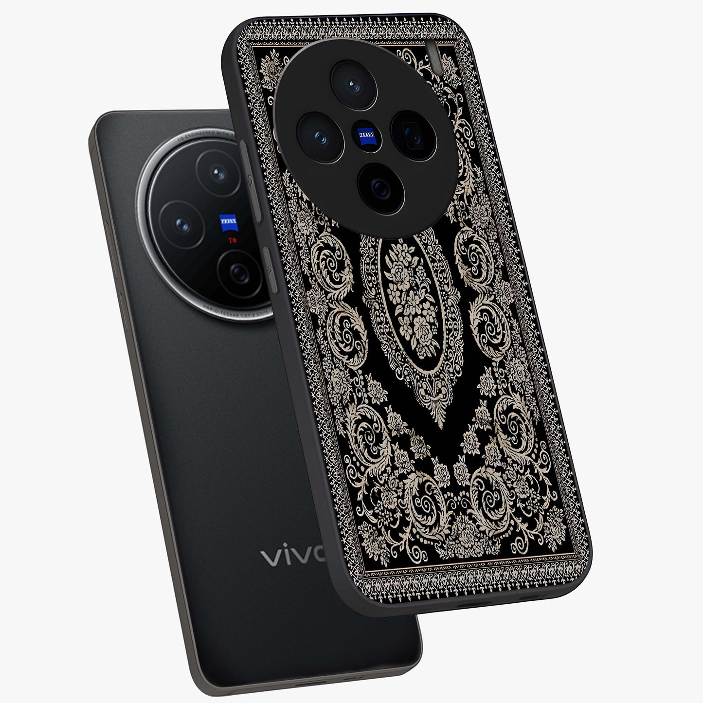 Noir Bloom Elegance Glass Case displayed in angled mockup highlighting refined flower design with stylish noir aesthetic.