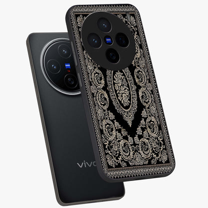 Noir Bloom Elegance Glass Case displayed in angled mockup highlighting refined flower design with stylish noir aesthetic.