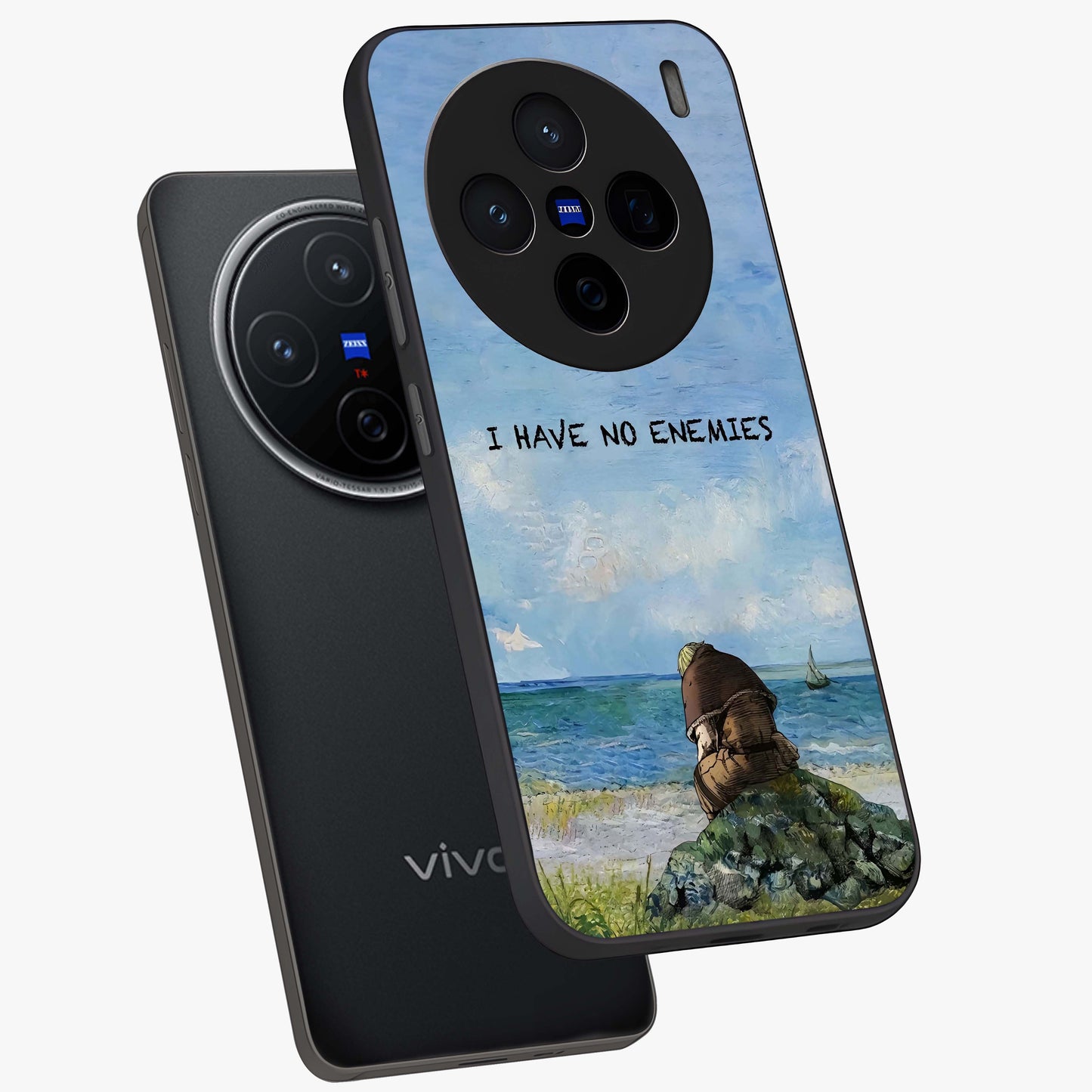 Peace Beyond War Glass Case displayed in angled mockup highlighting meaningful message design with artistic aesthetic style.