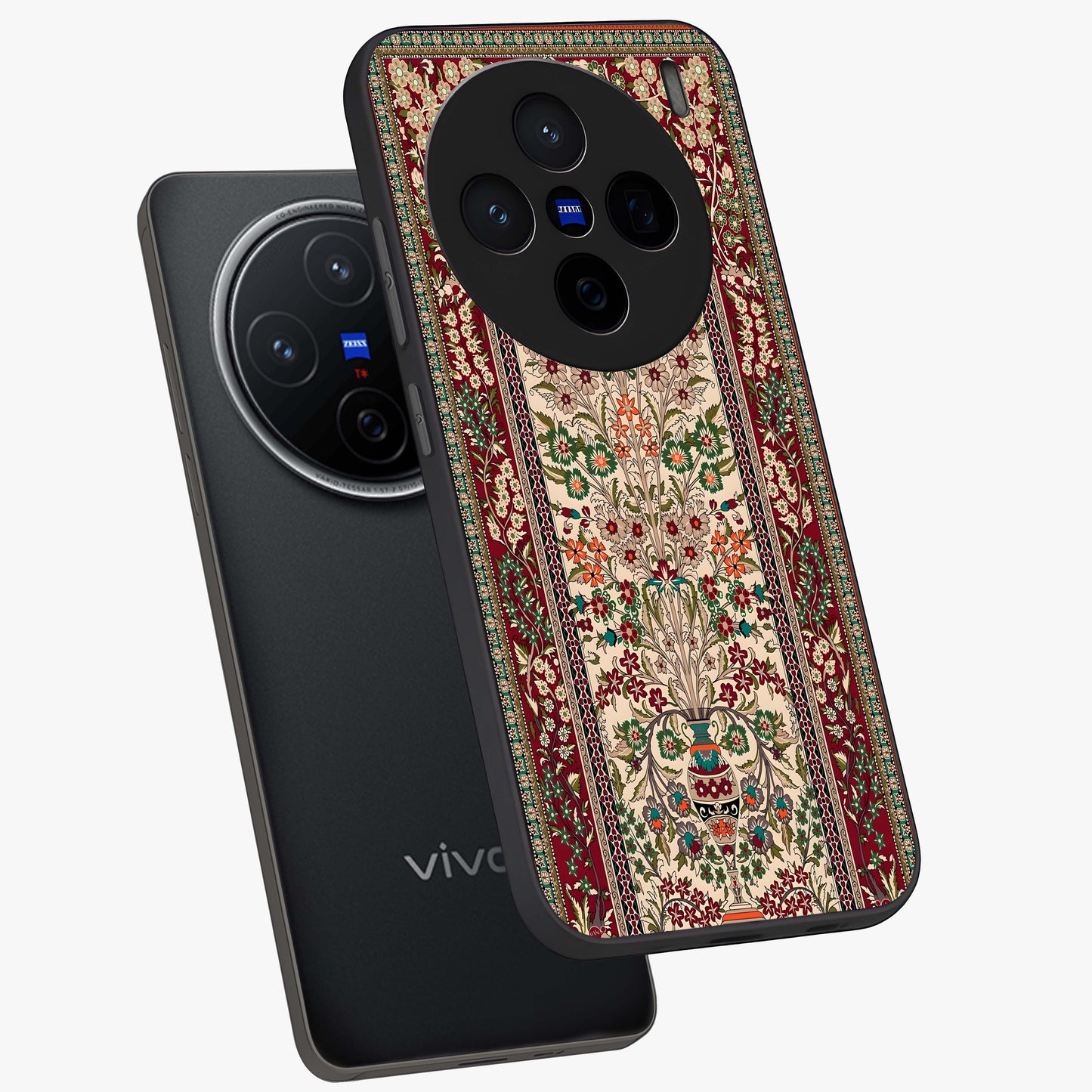 Persian Inspired Glass Case displayed in angled mockup highlighting intricate traditional design with elegant cultural aesthetic.