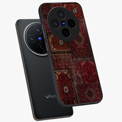 Persian Velvet Tale Glass Case displayed in angled mockup highlighting ornate textile inspired design with royal aesthetic.