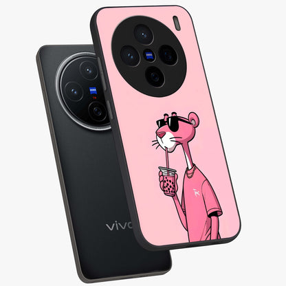 Pink Panther Glass Case displayed in angled mockup highlighting playful cartoon character design with vibrant pink aesthetic.