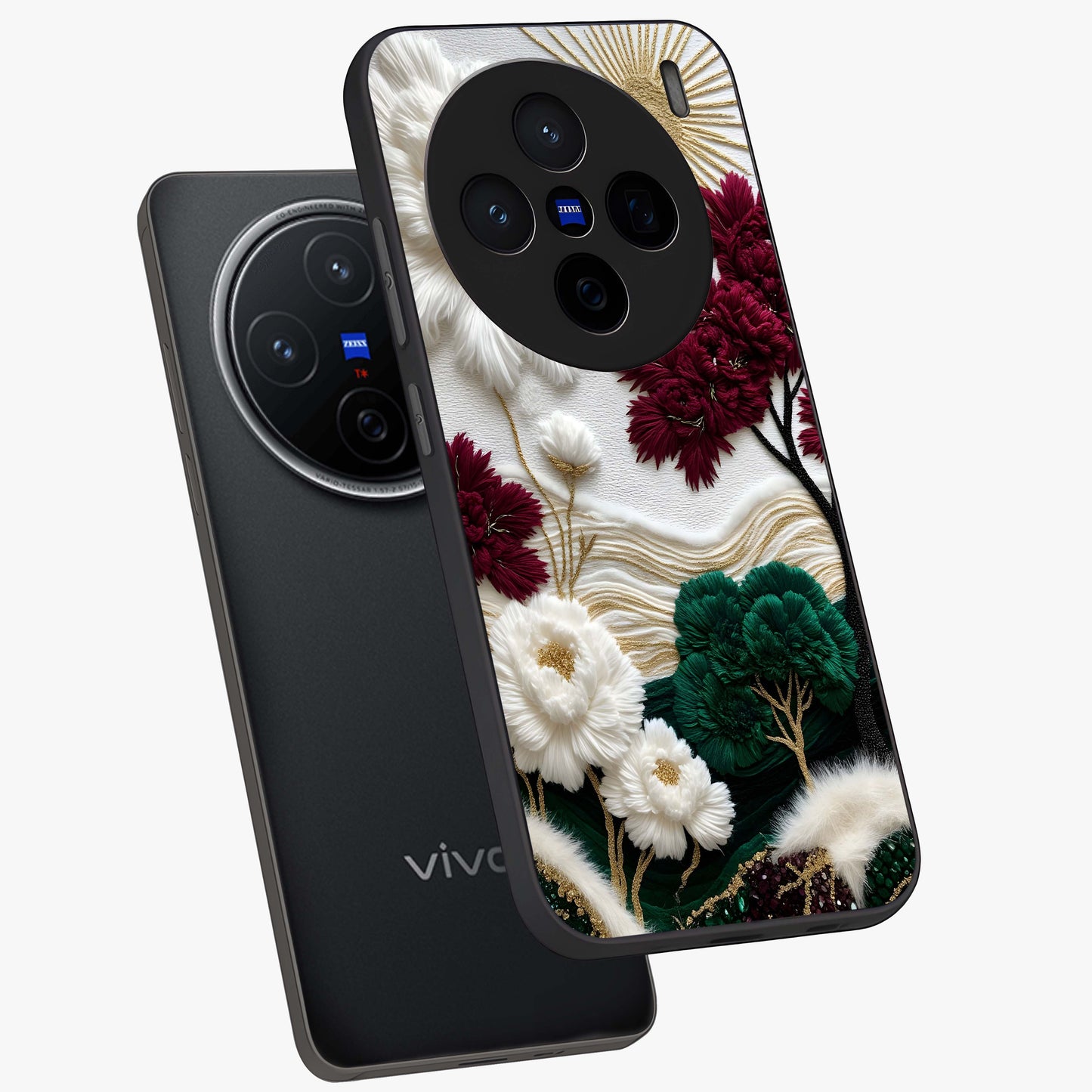Radiant Bloom Elegance Glass Case displayed in angled mockup highlighting graceful floral design with radiant aesthetic style.
