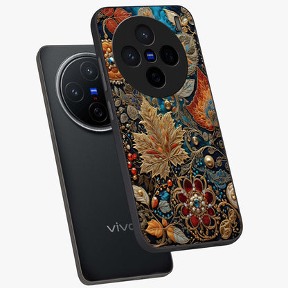 Royal Jewel Garden Glass Case displayed in angled mockup highlighting vibrant jewel inspired floral design with elegant aesthetic.