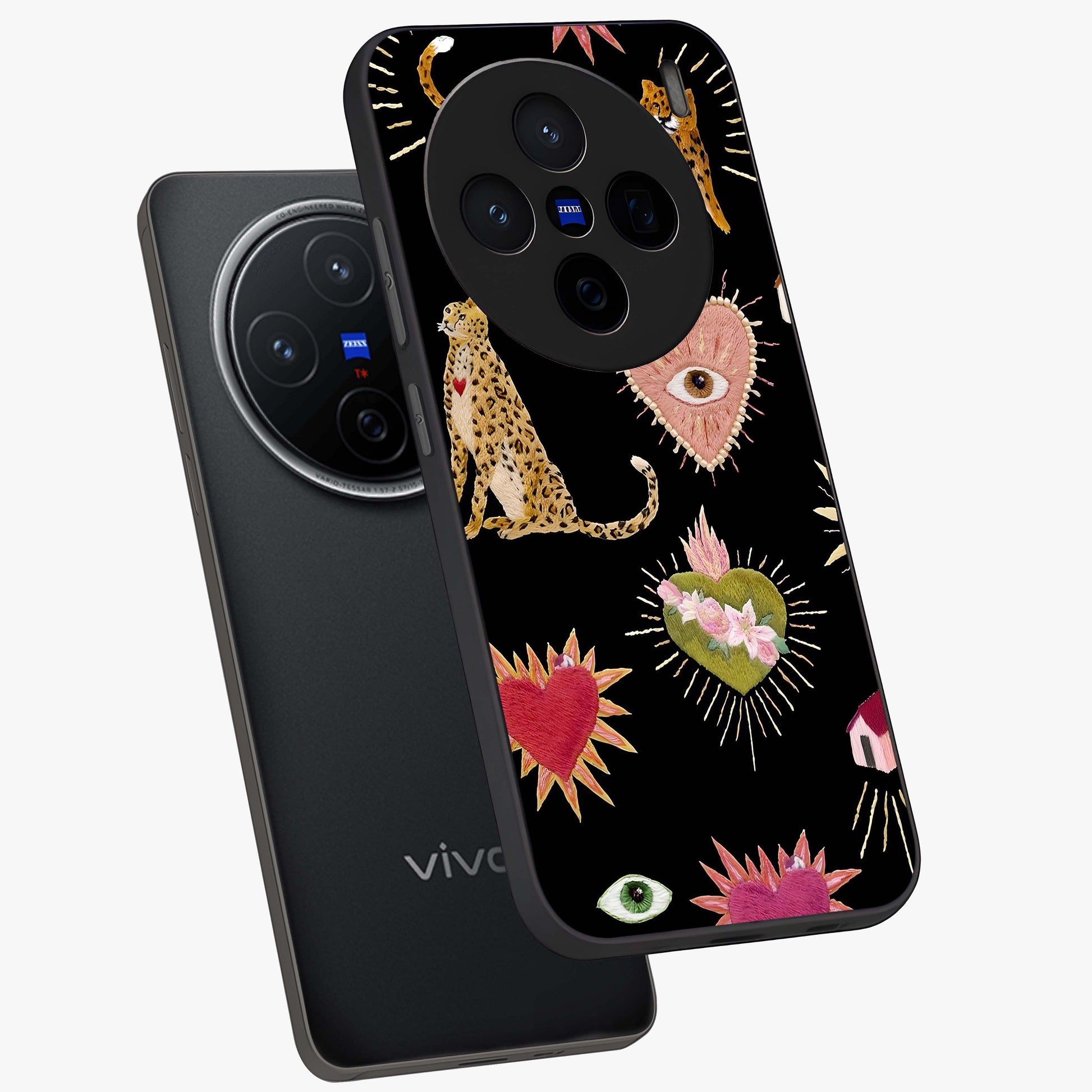 Sacred Jungle Heart Glass Case displayed in angled mockup highlighting lush tropical design with natural aesthetic style.