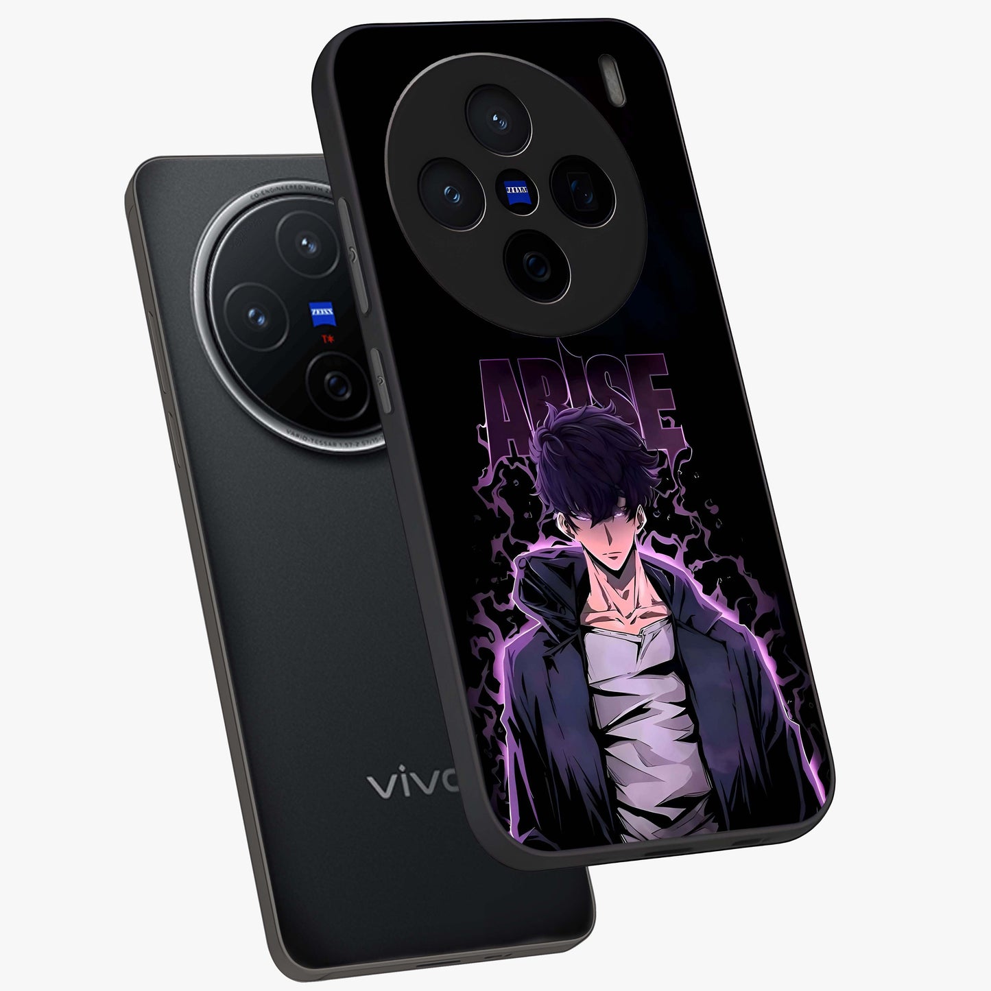 Shadow Monarch Awakening Glass Case displayed in angled mockup highlighting dramatic shadow warrior design with fantasy aesthetic.
