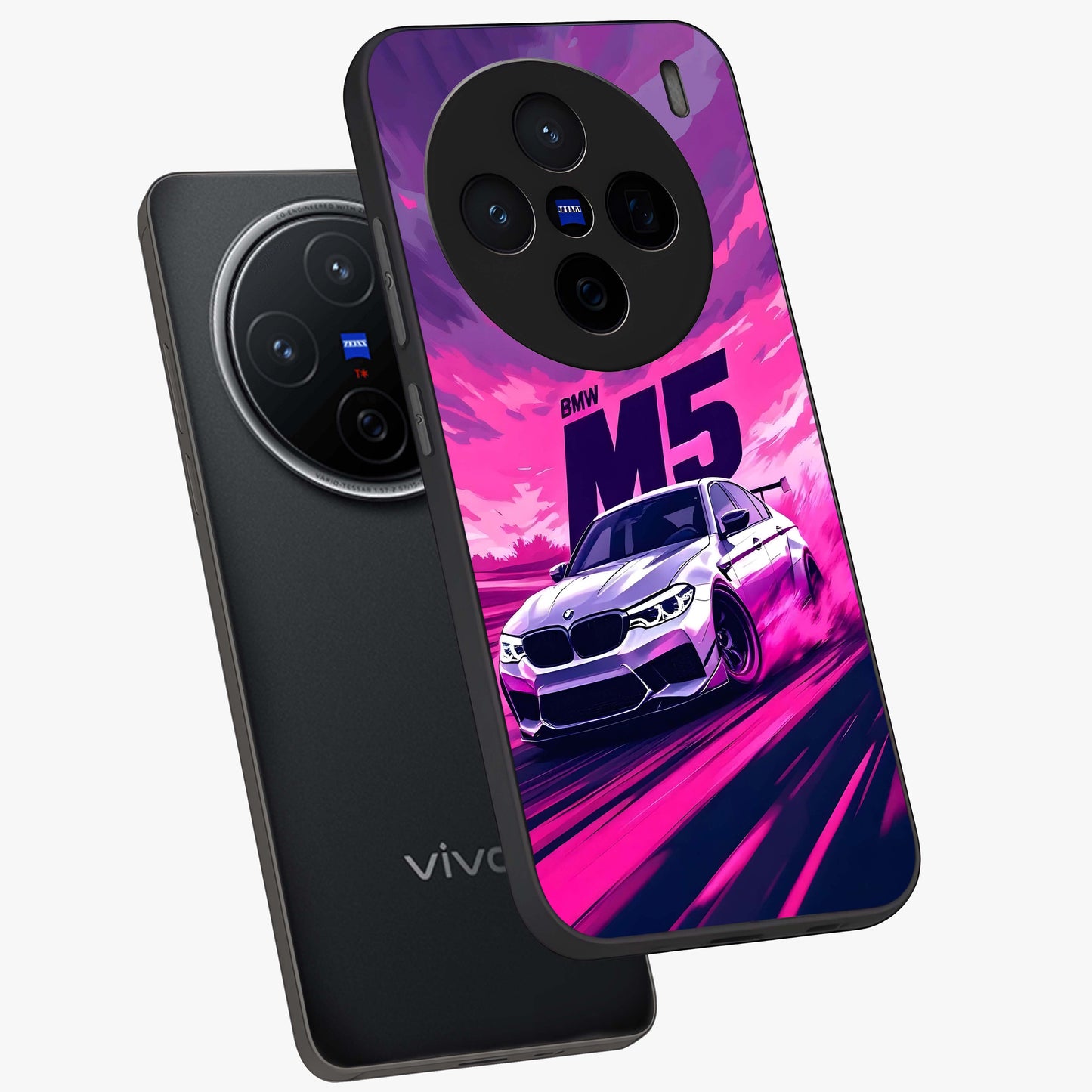 Velocity Drift Pulse Glass Case displayed in angled mockup highlighting dynamic drift design with sporty automotive aesthetic.