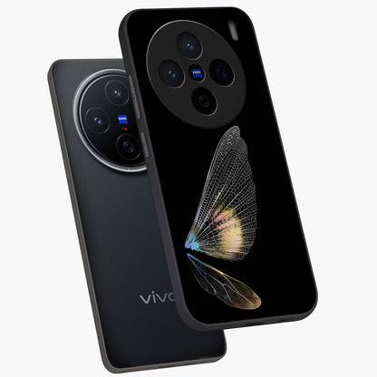Whispers Of Wings Glass Case displayed in angled mockup highlighting soft feather design with celestial aesthetic style.
