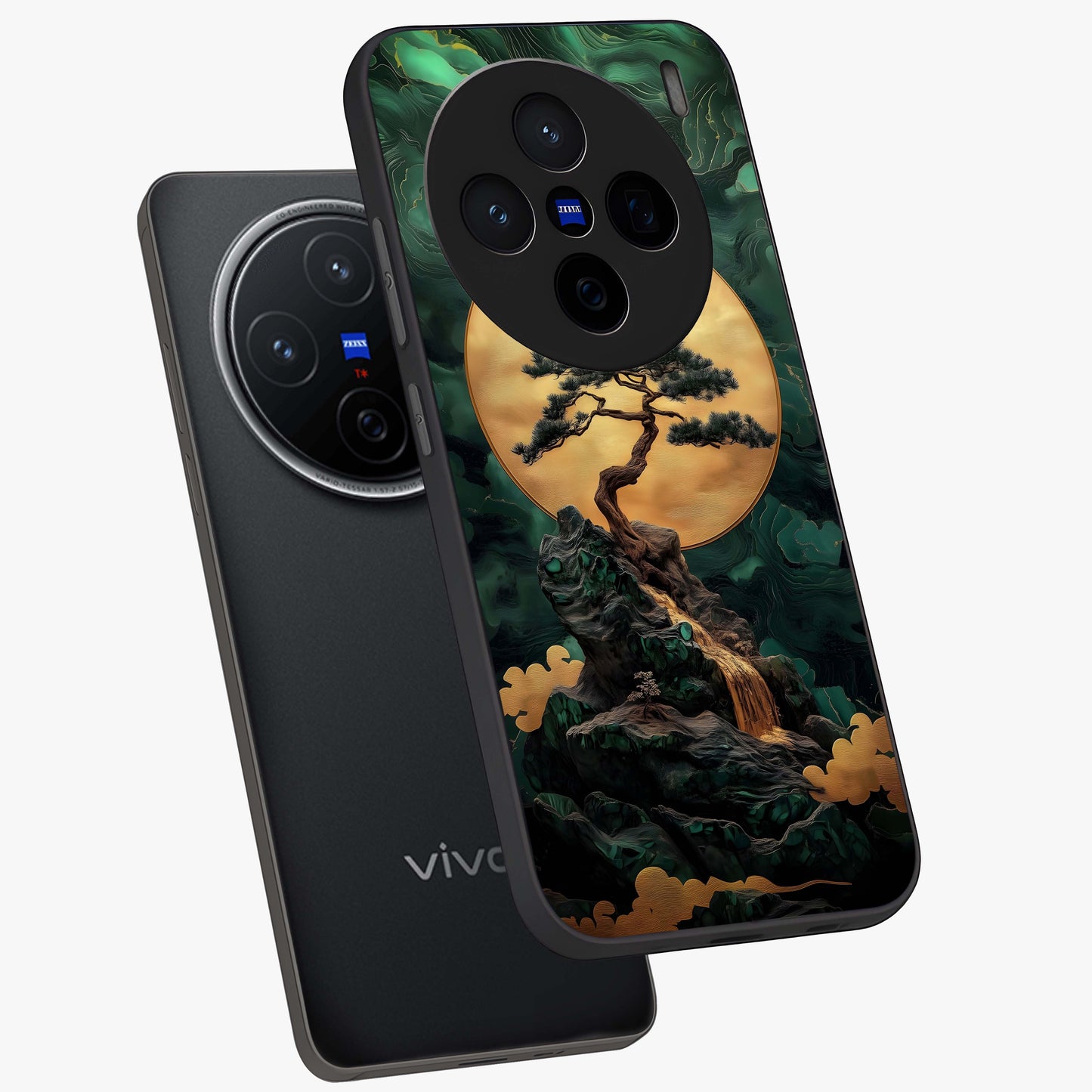 Zen Moon Rise Glass Case displayed in angled mockup highlighting peaceful lunar design with zen aesthetic style.