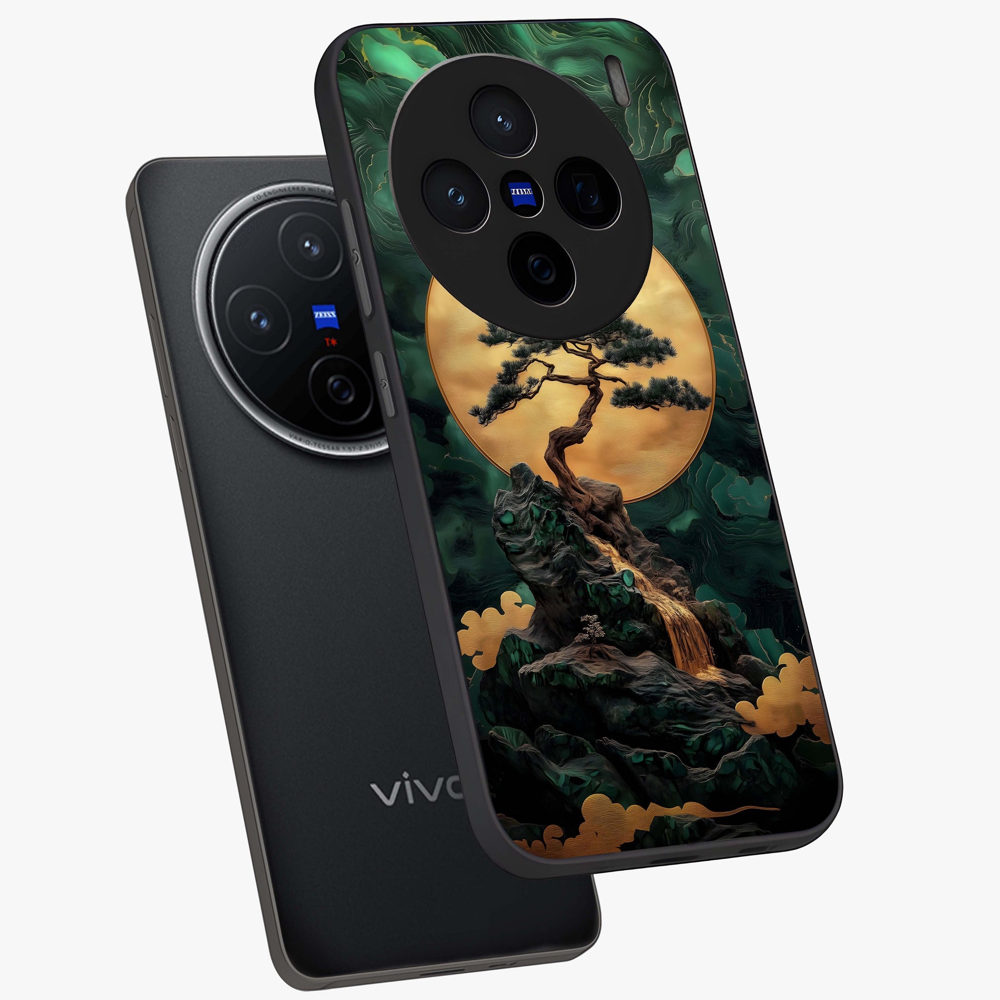 Zen Moon Rise Glass Case displayed in angled mockup highlighting peaceful lunar design with zen aesthetic style.