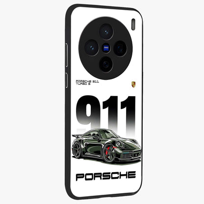 911 Turbo Dominance Glass Case upright perspective showcasing powerful racing design and modern automotive aesthetic.