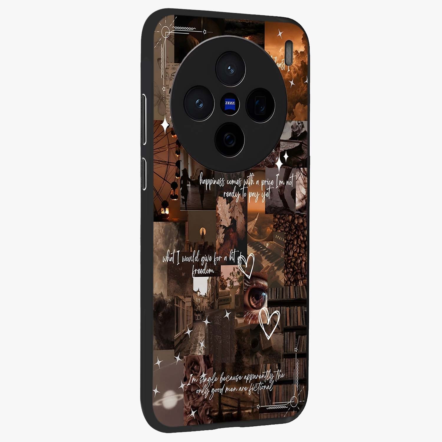Bittersweet Aesthetic Chaos Glass Case upright view showcasing bold artistic chaos design with modern aesthetic style.