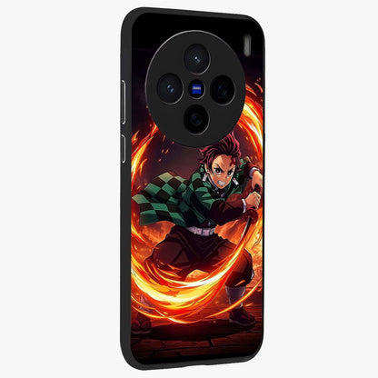 Blazing Sword Resolve Glass Case upright view showcasing dramatic warrior inspired artwork with intense visual style.