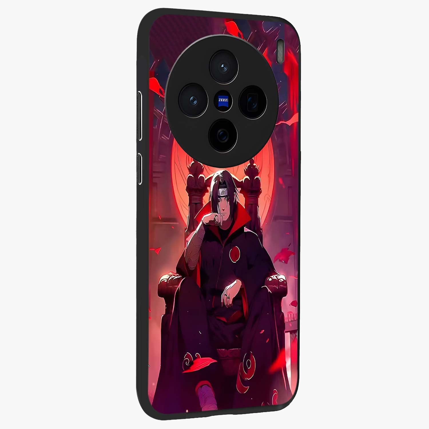 Blood Moon Sovereign Glass Case upright view showcasing powerful moon inspired artwork with cosmic aesthetic style.