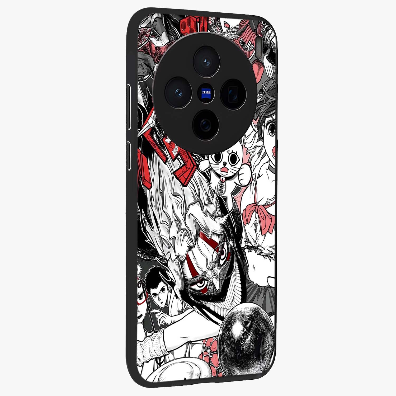 Crimson Chaos Panel Glass Case upright view showcasing intense crimson artwork with dramatic aesthetic style.