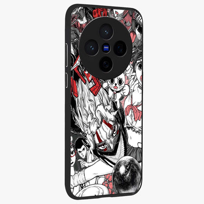 Crimson Chaos Panel Glass Case upright view showcasing intense crimson artwork with dramatic aesthetic style.
