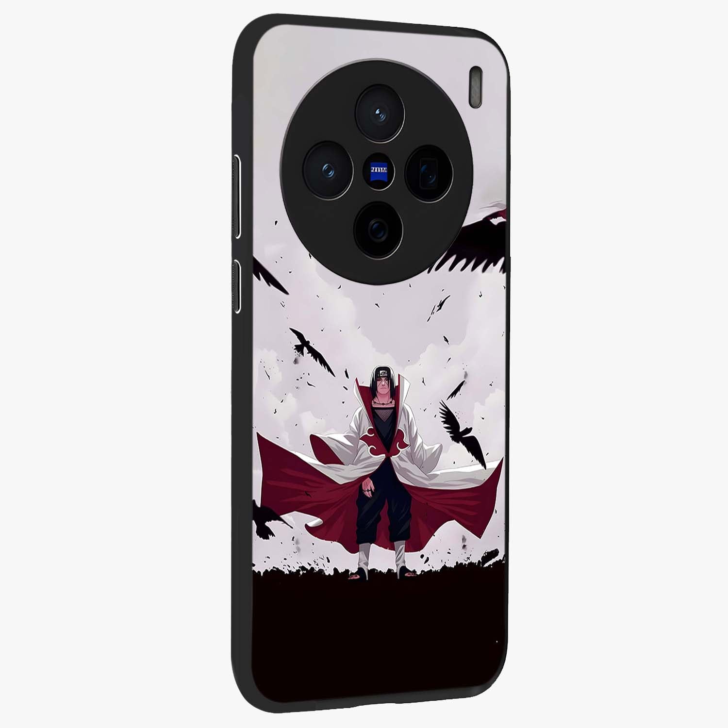 Crimson Crow Ascension Glass Case upright view showcasing dramatic crow artwork with bold gothic theme.