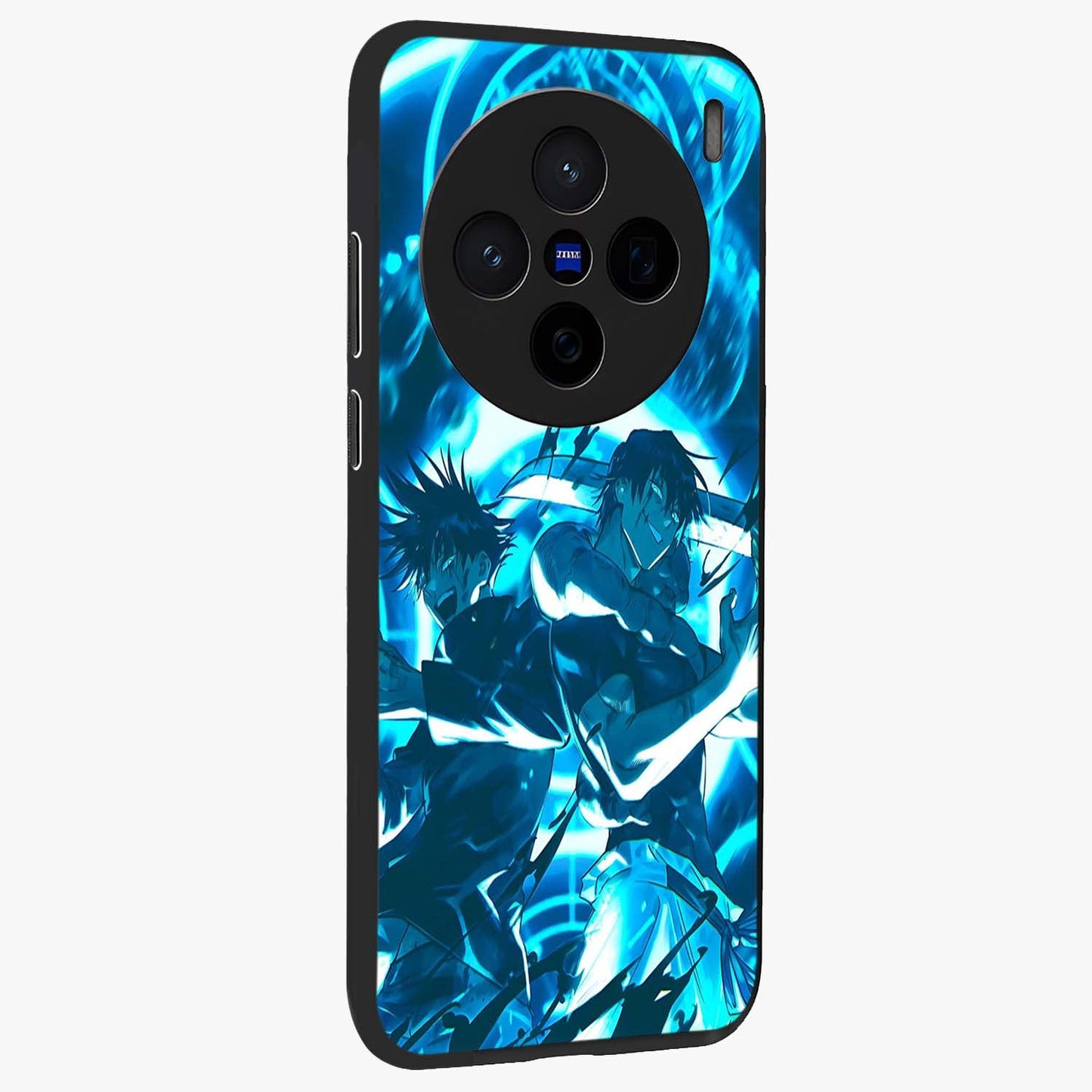 Cursed Energy Clash Glass Case upright view showcasing dramatic clash artwork with bold supernatural theme.