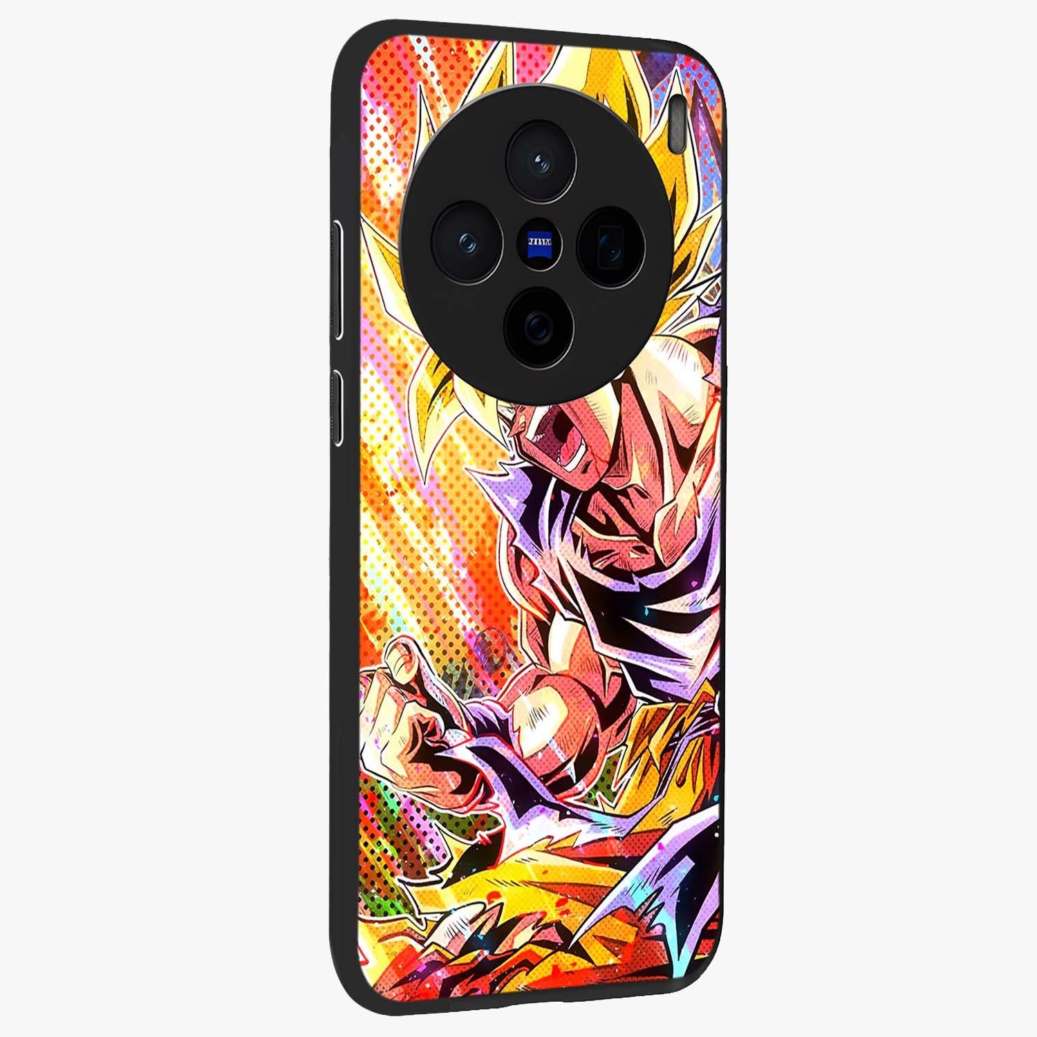Firing Goku Glass Case upright view showcasing energetic anime artwork with bold warrior theme.