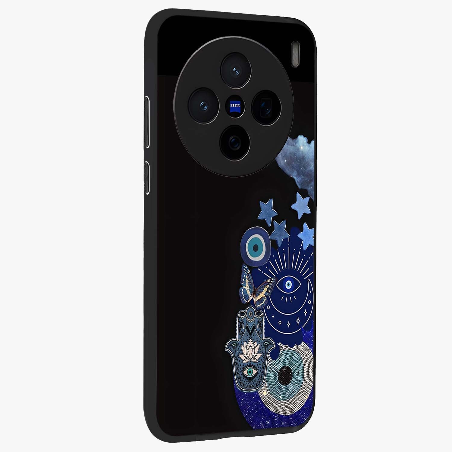 Galactic Charm Cluster Glass Case upright view showcasing glowing cosmic charm artwork with magical celestial style.