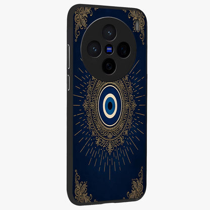 Golden Celestial Charm Glass Case upright view showcasing radiant celestial artwork with elegant golden theme.