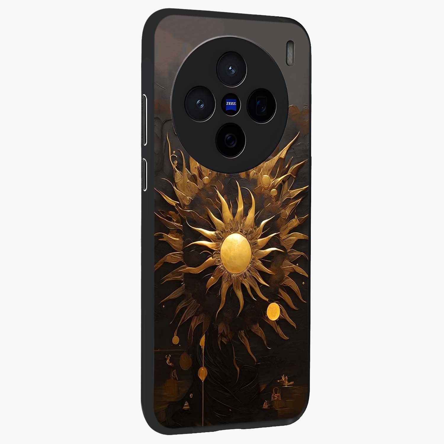 Golden Sun Majesty Glass Case upright view showcasing haunting graveyard artwork with dramatic dark theme.