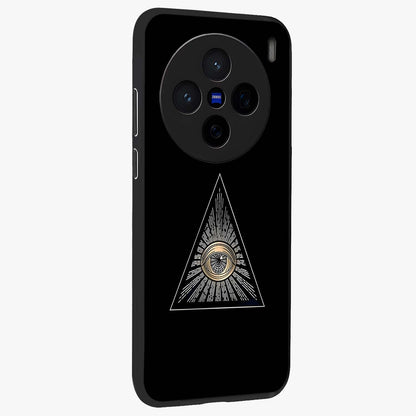 Illuminati Evil Glass Case upright view showcasing striking illuminati artwork with mysterious symbolic theme.