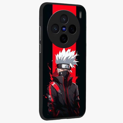 Kakashi Scarlet Shadow Glass Case upright view showcasing intense anime ninja artwork with dark action theme.