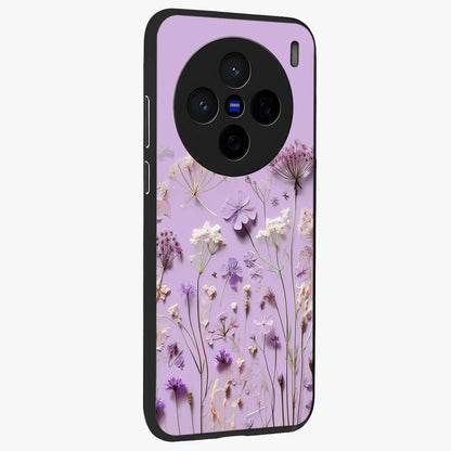 Lavender Blossom Dream Glass Case upright view showcasing delicate lavender blossom artwork with peaceful floral theme.