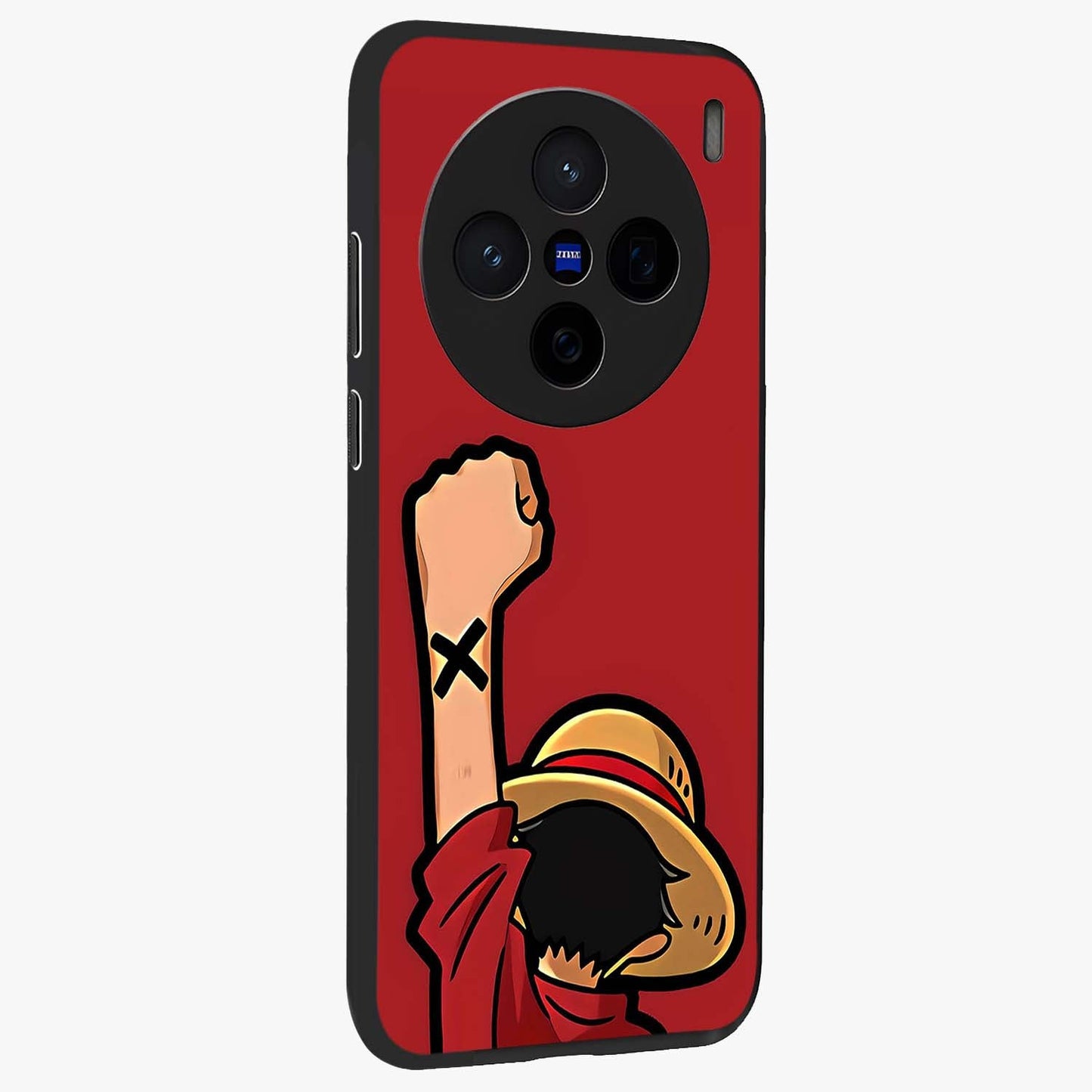 Luffy X Spirit Glass Case upright view showcasing striking anime artwork with adventurous character theme.