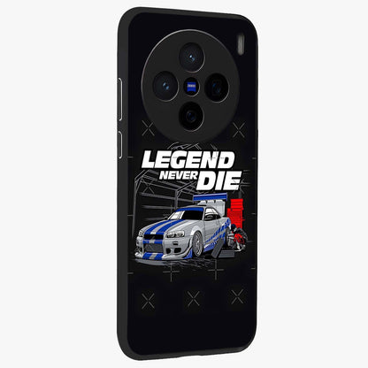 Midnight Racing Legacy Glass Case upright view showcasing powerful racing artwork with modern sports theme.