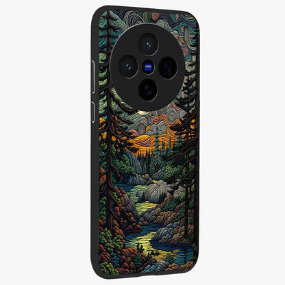Moonlight Forest Dream Glass Case upright view showcasing magical forest artwork with calm night theme.