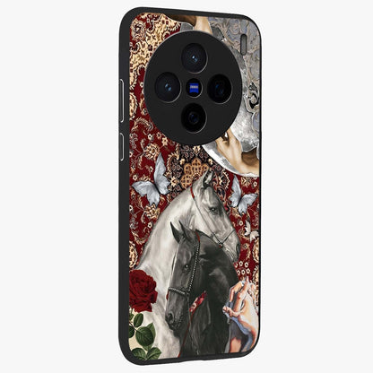 Moonlit Royal Stallion Glass Case upright view showcasing dramatic horse artwork with glowing moon themed design.