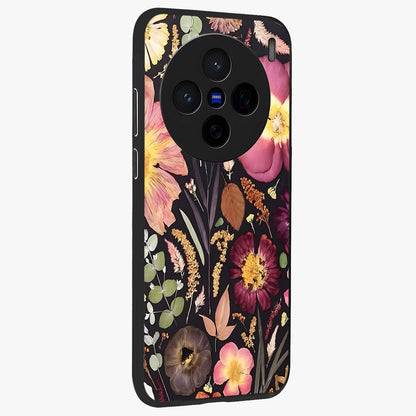 Petal Dream Tapestry Glass Case upright view showcasing detailed floral tapestry artwork with artistic nature theme.