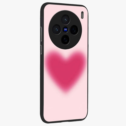 Pink Aura Heart Glass Case upright view showcasing romantic heart artwork with soft pastel theme.