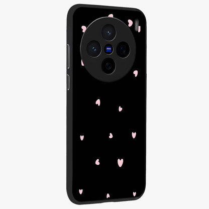 Pink Love Drops Glass Case upright view showcasing charming heart drop artwork with romantic playful theme.