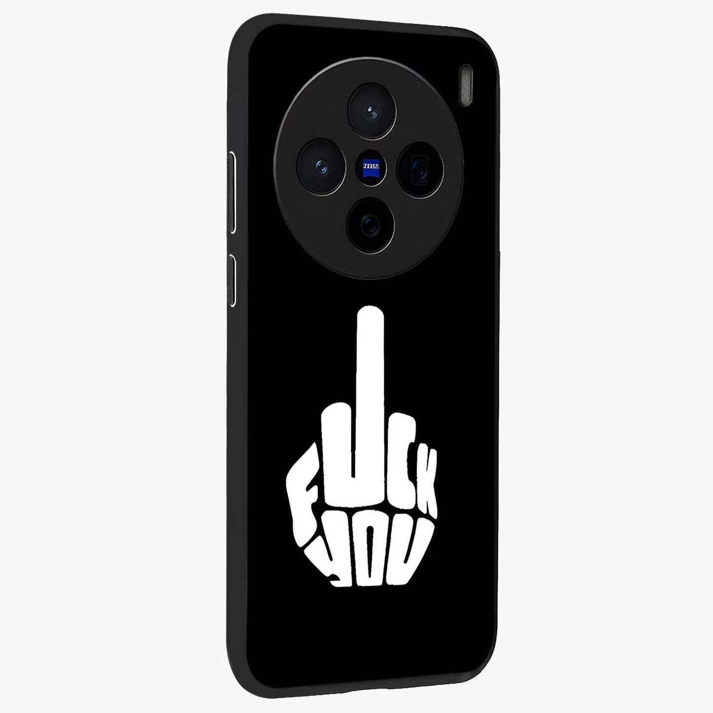Rebel Mode On Glass Case upright view showcasing striking statement artwork with bold rebellious theme.