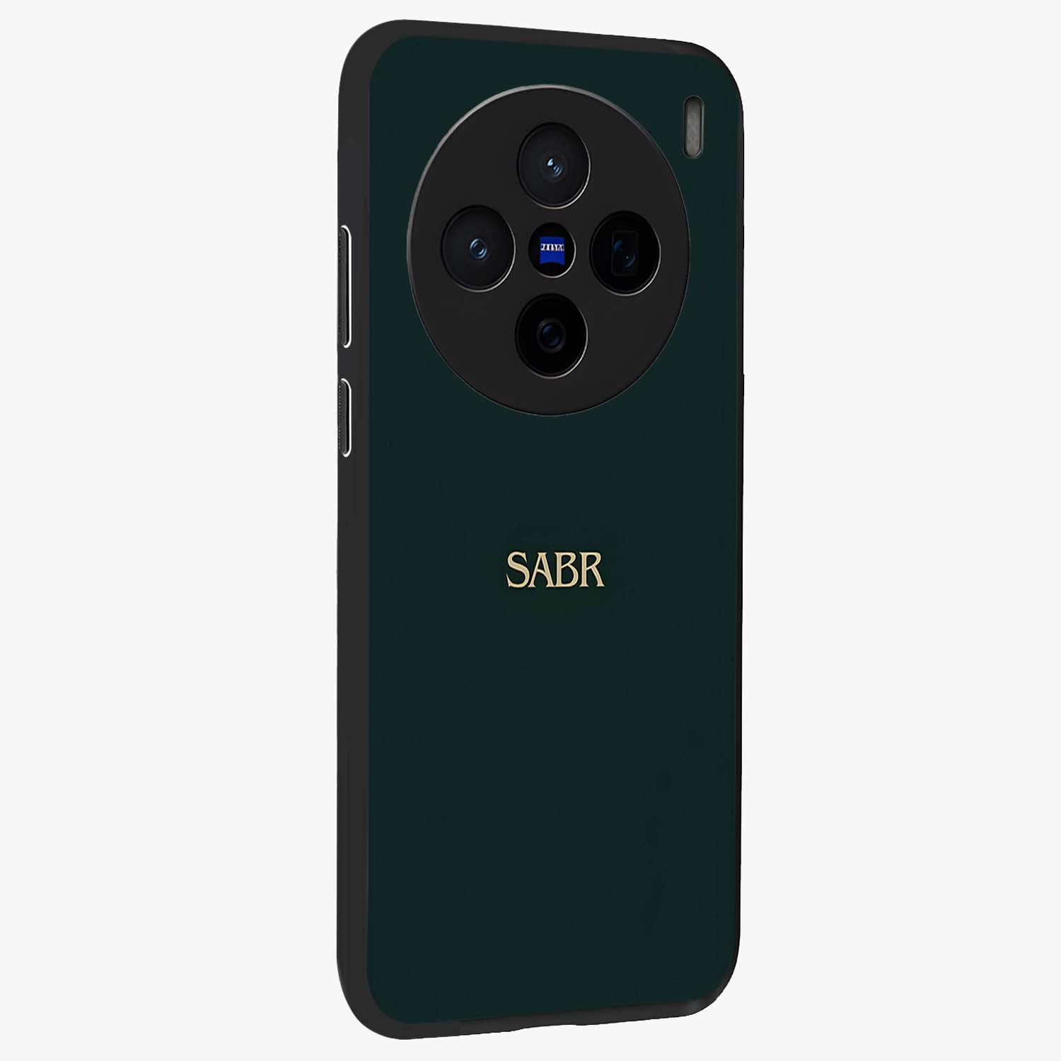 Sabr Minimal Patience Glass Case upright view showcasing calm minimalist artwork with motivational patience theme.