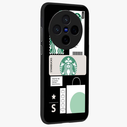 Starbucks Mocha Glass Case upright view showcasing trendy coffee inspired artwork with modern lifestyle theme.